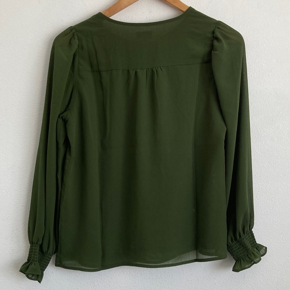 J. Crew Tie-front long-sleeve top XXS Green - Picture 6 of 6